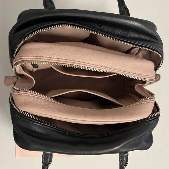 Prada Black Bauletto Saffiano Leather Bag with Soft Pink Calf Leather Interior - Picture 5 of 6